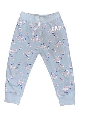 GAP Light Blue Floral Joggers for Kids with Pink & White Accents